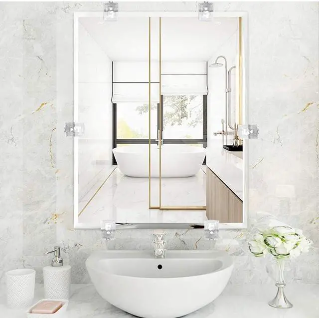 Alt view image 5 of 5 - 20pcs Clear Plastic Mirror Holder Clips for 1/8 Inch Thickness Mirror Mounting Clip Mirror Hanging Kit with Screw and Anchor for The Wall Mount