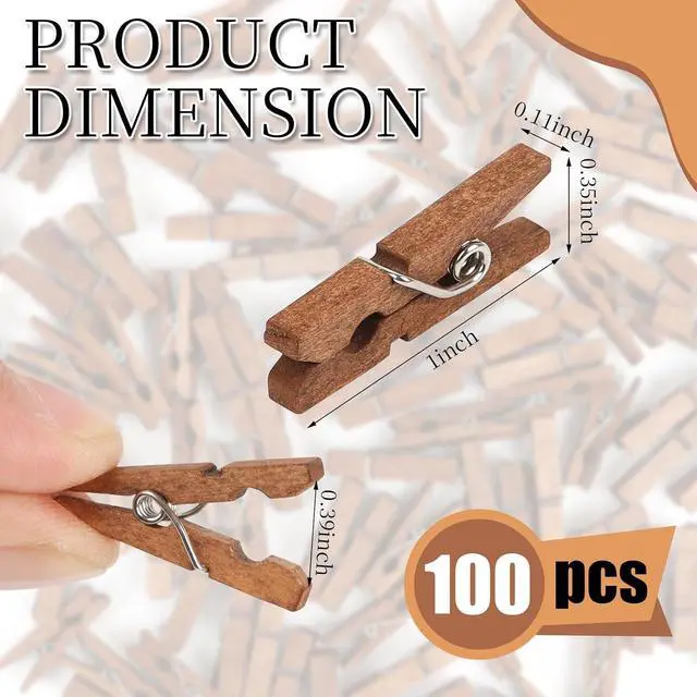 Alt view image 2 of 7 - CCINEE Mini Wooden Clothespins, 100 Pcs 1 Inch Vintage Brown Small Craft Clothes Pins for Photo Clips Scrap Booking Crafts Hanging Pictures Gift Wrapping