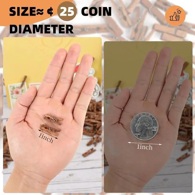 Alt view image 4 of 7 - CCINEE Mini Wooden Clothespins, 100 Pcs 1 Inch Vintage Brown Small Craft Clothes Pins for Photo Clips Scrap Booking Crafts Hanging Pictures Gift Wrapping