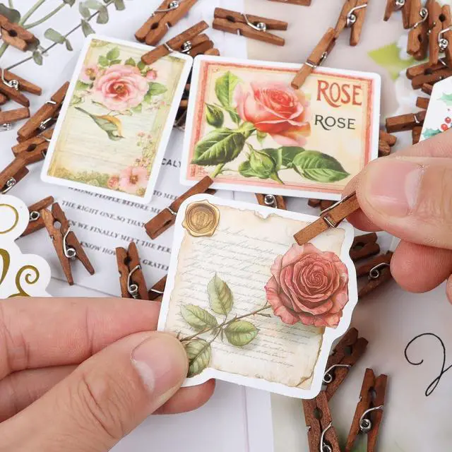 Alt view image 5 of 7 - CCINEE Mini Wooden Clothespins, 100 Pcs 1 Inch Vintage Brown Small Craft Clothes Pins for Photo Clips Scrap Booking Crafts Hanging Pictures Gift Wrapping