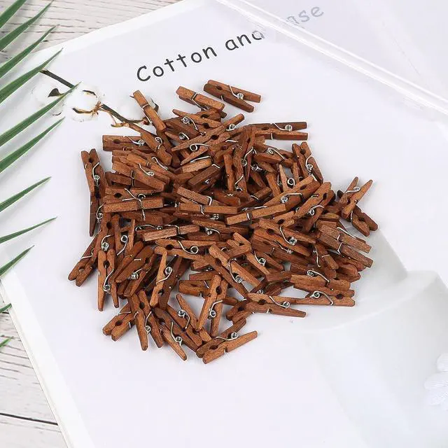 Alt view image 6 of 7 - CCINEE Mini Wooden Clothespins, 100 Pcs 1 Inch Vintage Brown Small Craft Clothes Pins for Photo Clips Scrap Booking Crafts Hanging Pictures Gift Wrapping