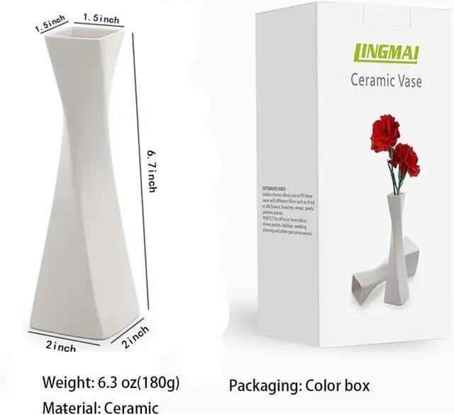 Alt view image 3 of 7 - Farmhouse Rustic Ceramic Vase Set - White Decorative Vases for Home Decor (1 Pack)