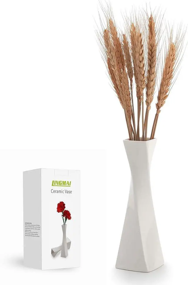 Main image of Farmhouse Rustic Ceramic Vase Set - White Decorative Vases for Home Decor (1 Pack)