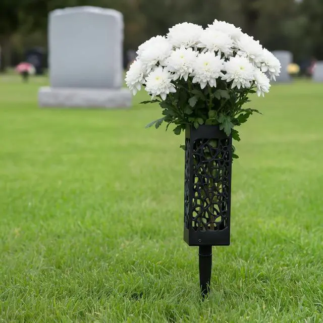 Alt view image 3 of 7 - Cemetery Vases for Grave with Stakes, 2 Pack Grave Flower Holders
