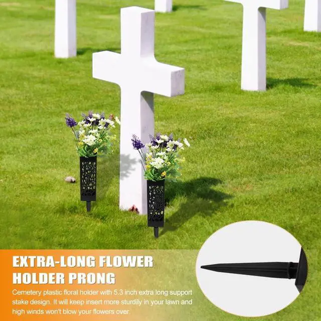 Alt view image 6 of 7 - Cemetery Vases for Grave with Stakes, 2 Pack Grave Flower Holders