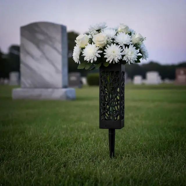 Alt view image 7 of 7 - Cemetery Vases for Grave with Stakes, 2 Pack Grave Flower Holders
