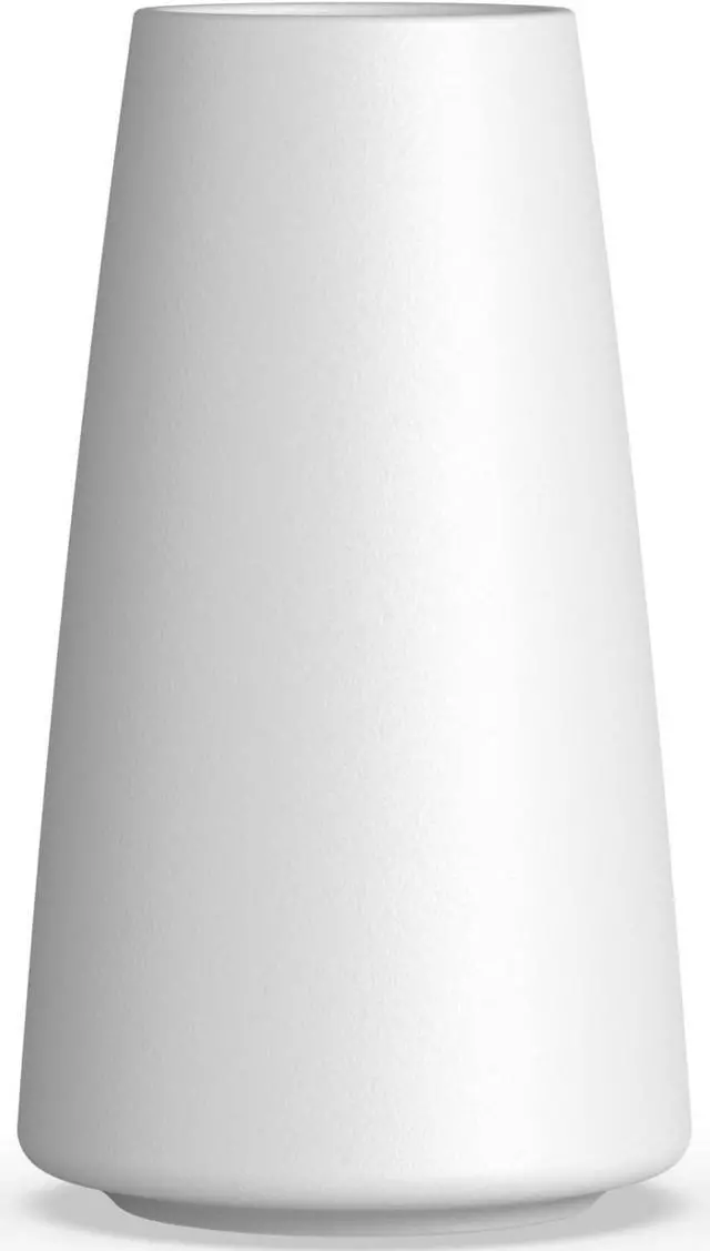 Main image of DECORPIA White Ceramic Vase - Modern Flower Vase for Home Decor - Cute Vase for Pampas Grass - Desk Aesthetic Room Decor- Farmhouse Decor - Living Room - Dining Table - Office - Kitchen Shelf