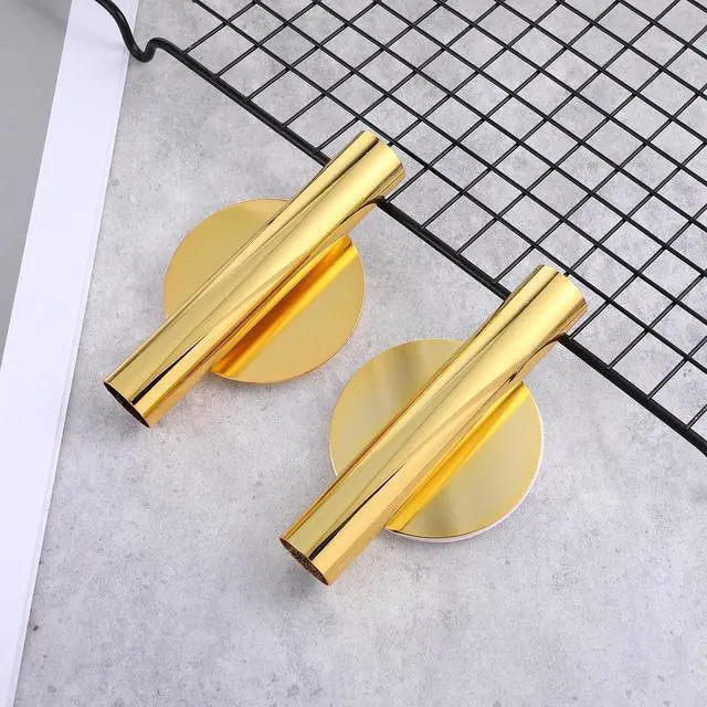 Alt view image 2 of 7 - 2 PCS Wall Vases for Flowers, Gold Flower Vase Metal Hanging Plant Holder Small Gold Vase Flowers Tube Wall Planter Hanging Vase for Modern Home Decor Display Dried Faux Flower Fake Flower