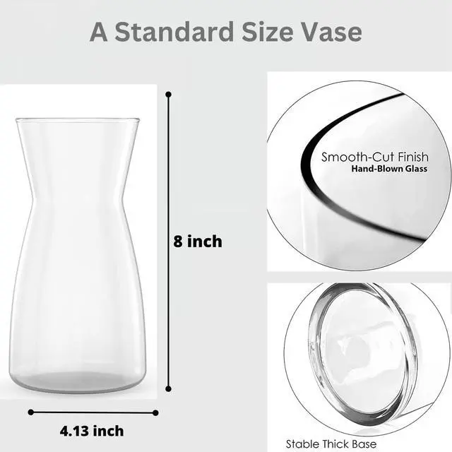Alt view image 2 of 7 - Premium Quality Glass Vase - Clear Vase, Crystal Glass Flower Vase for Rustic Home Decor, Decorative Vases for Flowers for Modern Farmhouse, Glass Vase Ideal for Shelf, Mantle, Table Entryway Decor