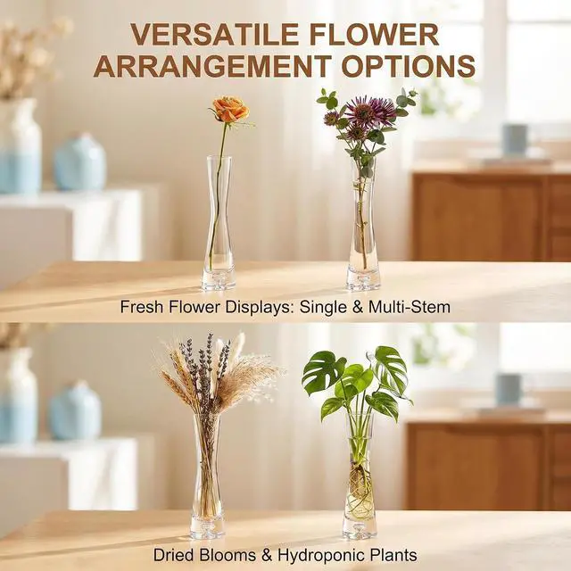 Alt view image 5 of 7 - Hand-Made Blown Art Bud Glass Vase Clear Flower Bud Vase Single Stem Vases or Home and Office Décor.
