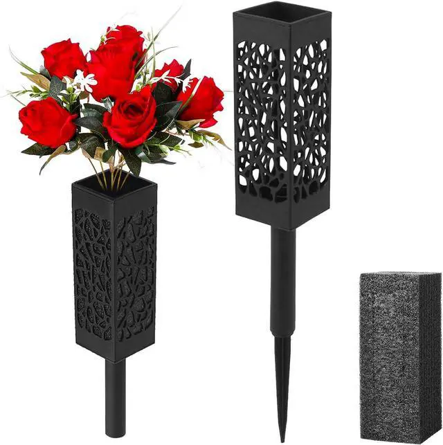 Main image of Cemetery Vase with Foam for Artificial Flower Grave Decorations