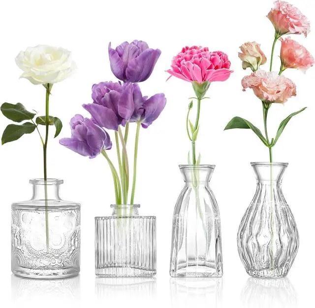 Main image of 4pcs Clear Glass Bud Vase, Small Glass Vases in Bulk for Flower