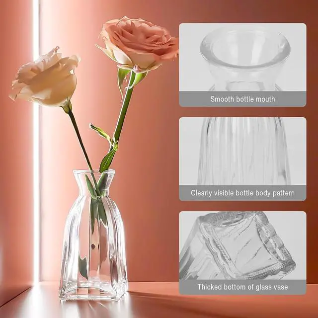 Alt view image 3 of 6 - 4pcs Clear Glass Bud Vase, Small Glass Vases in Bulk for Flower