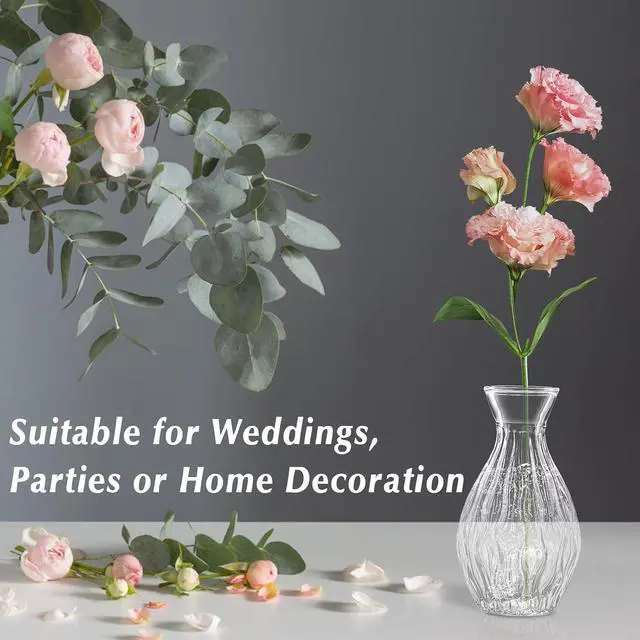Alt view image 4 of 6 - 4pcs Clear Glass Bud Vase, Small Glass Vases in Bulk for Flower