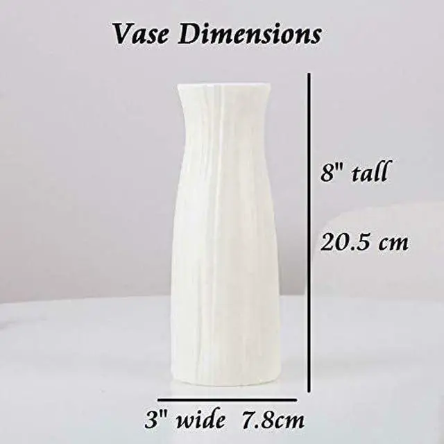 Alt view image 3 of 6 - Ceramic Look Plastic Vase - Unbreakable Vase for Flowers (Narrow Seashell White)