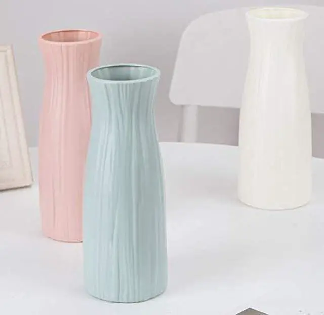 Alt view image 4 of 6 - Ceramic Look Plastic Vase - Unbreakable Vase for Flowers (Narrow Seashell White)