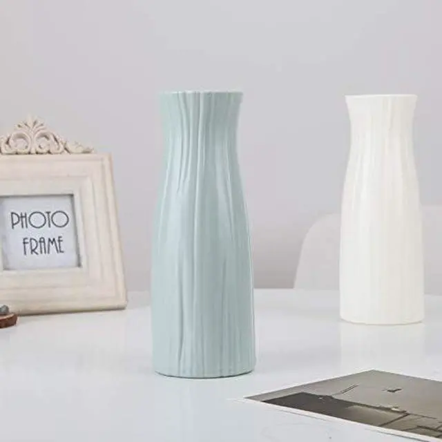 Alt view image 6 of 6 - Ceramic Look Plastic Vase - Unbreakable Vase for Flowers (Narrow Seashell White)