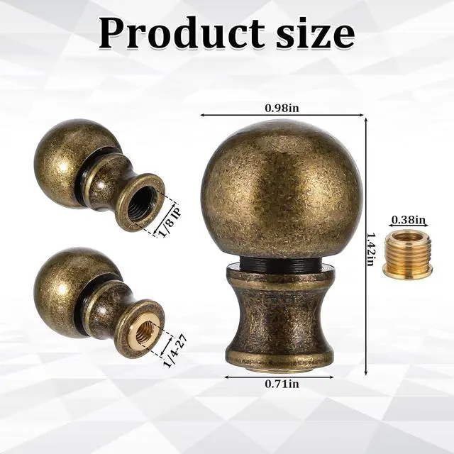 Alt view image 2 of 7 - 2 Pcs Solid Finials for Lamps, Bronze Lamp Finials, Antique Brass Finial for Lamps, Lamp-Shade Screw Caps, Metal Knob Topper Finial for Table and Floor Lamp (Nut 3.6 x 2.5cm)