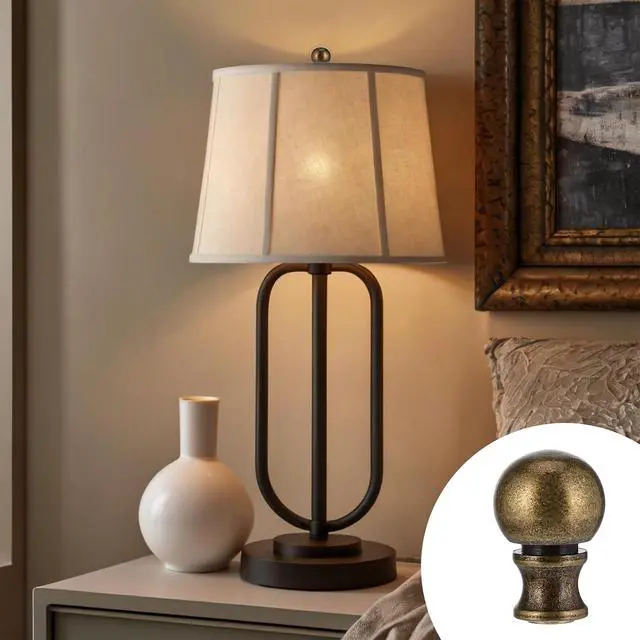 Alt view image 3 of 7 - 2 Pcs Solid Finials for Lamps, Bronze Lamp Finials, Antique Brass Finial for Lamps, Lamp-Shade Screw Caps, Metal Knob Topper Finial for Table and Floor Lamp (Nut 3.6 x 2.5cm)