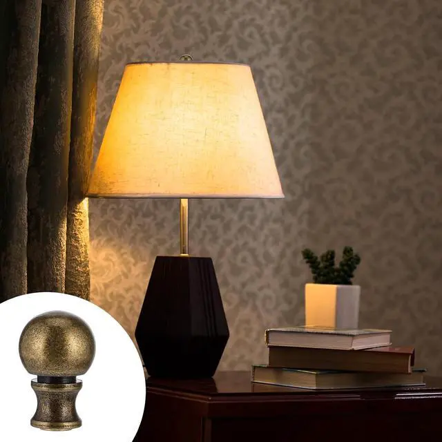 Alt view image 4 of 7 - 2 Pcs Solid Finials for Lamps, Bronze Lamp Finials, Antique Brass Finial for Lamps, Lamp-Shade Screw Caps, Metal Knob Topper Finial for Table and Floor Lamp (Nut 3.6 x 2.5cm)
