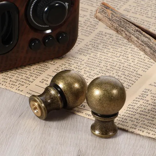Alt view image 6 of 7 - 2 Pcs Solid Finials for Lamps, Bronze Lamp Finials, Antique Brass Finial for Lamps, Lamp-Shade Screw Caps, Metal Knob Topper Finial for Table and Floor Lamp (Nut 3.6 x 2.5cm)