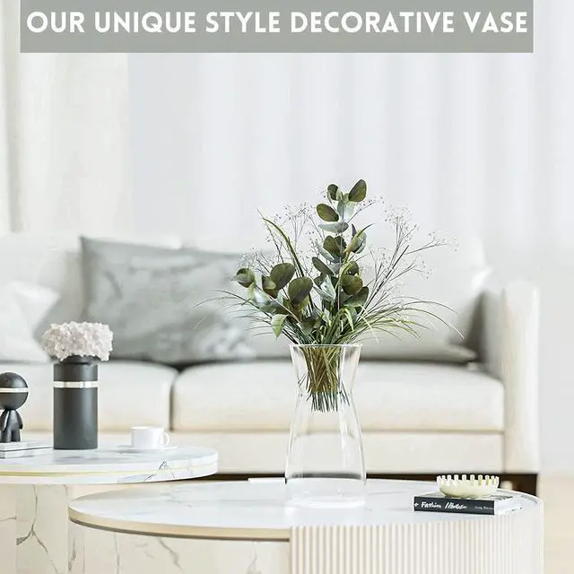 Alt view image 4 of 7 - Premium Quality Glass Vase - Clear Vase, Crystal Glass Flower Vase for Rustic Home Decor, Decorative Vases for Flowers for Modern Farmhouse, Glass Vase Ideal for Shelf, Mantle, Table Entryway Decor