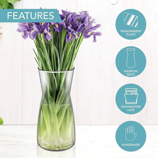 Alt view image 7 of 7 - Premium Quality Glass Vase - Clear Vase, Crystal Glass Flower Vase for Rustic Home Decor, Decorative Vases for Flowers for Modern Farmhouse, Glass Vase Ideal for Shelf, Mantle, Table Entryway Decor