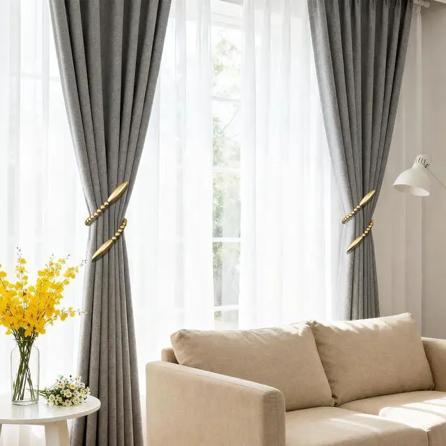 Alt view image 2 of 7 - 2 Pack Twist Curtain Tie Backs, Boho Curtain Holdbacks Gold