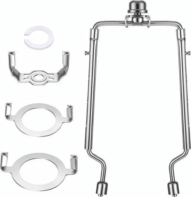 Main image of Lamp Shade Holder 7 8 9 10 Inches Adjustable Lamp Harp with Finial Fit Both Standard Lamps Rod and E14 E26 E27 Light Base Silver Bracket Accessories Stainless Steel