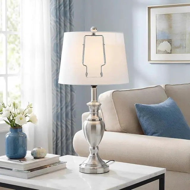 Alt view image 5 of 7 - Lamp Shade Holder 7 8 9 10 Inches Adjustable Lamp Harp with Finial Fit Both Standard Lamps Rod and E14 E26 E27 Light Base Silver Bracket Accessories Stainless Steel