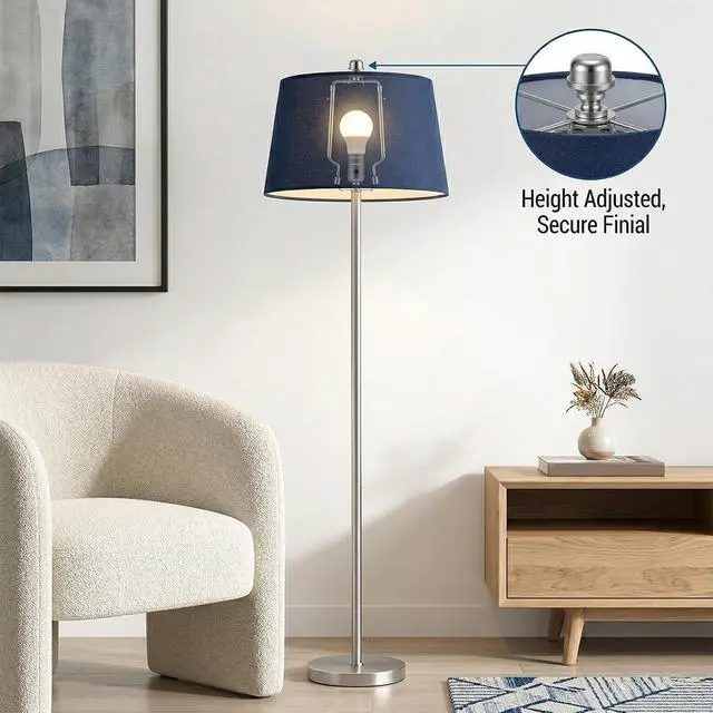 Alt view image 6 of 7 - Lamp Shade Holder 7 8 9 10 Inches Adjustable Lamp Harp with Finial Fit Both Standard Lamps Rod and E14 E26 E27 Light Base Silver Bracket Accessories Stainless Steel