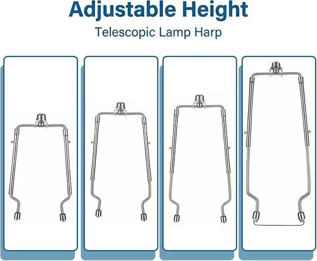 Alt view image 7 of 7 - Lamp Shade Holder 7 8 9 10 Inches Adjustable Lamp Harp with Finial Fit Both Standard Lamps Rod and E14 E26 E27 Light Base Silver Bracket Accessories Stainless Steel
