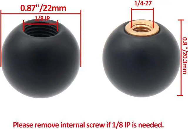 Alt view image 3 of 6 - Antrader Black Ball Lamp Finial with Internal Thread,Fit Both 3/8" & 1/4-27