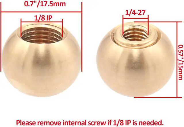 Alt view image 2 of 6 - Antrader Lamp Finials Brass Lamp Finial Caps Knobs Fit Both 3/8" and 1/4-27 Decorative Replacement for Table Floor Lampshade,0.7" Outer Dia- 2pcs