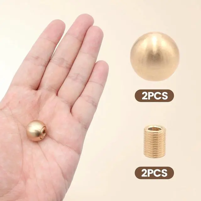 Alt view image 3 of 6 - Antrader Lamp Finials Brass Lamp Finial Caps Knobs Fit Both 3/8" and 1/4-27 Decorative Replacement for Table Floor Lampshade,0.7" Outer Dia- 2pcs