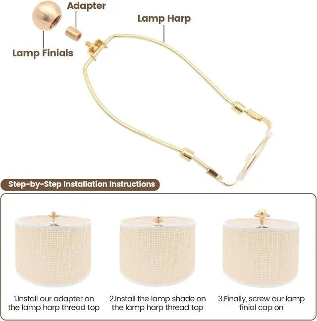 Alt view image 4 of 6 - Antrader Lamp Finials Brass Lamp Finial Caps Knobs Fit Both 3/8" and 1/4-27 Decorative Replacement for Table Floor Lampshade,0.7" Outer Dia- 2pcs