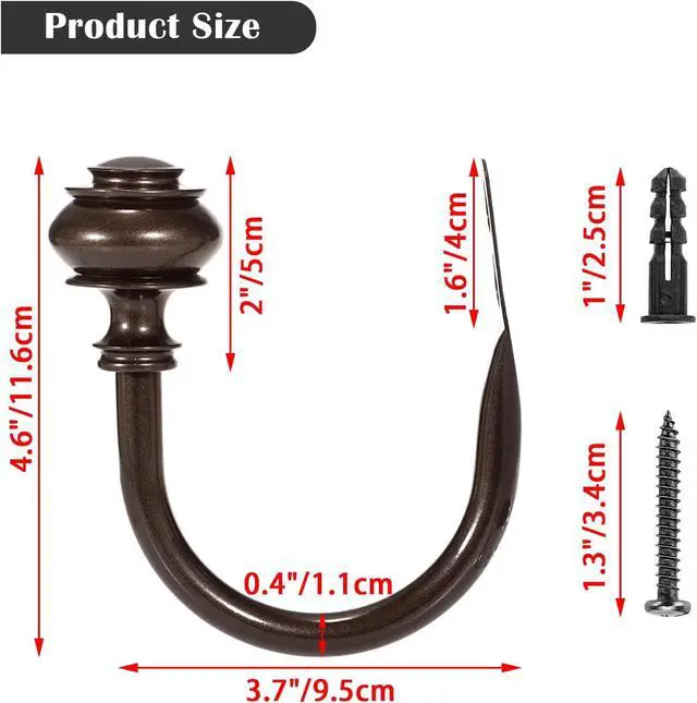 Alt view image 4 of 7 - 2Pcs Curtain Holdbacks, Heavy Duty Curtain Holders Wall Mounted