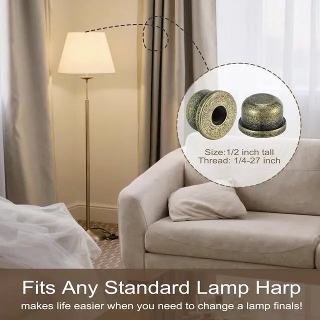 Alt view image 2 of 7 - 2pcs Bronzed Lamp Finials, 1/2 Inch Tall Tapped, 1/4-27 Decorative Knob