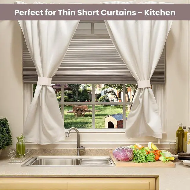 Alt view image 5 of 7 - Magnetic Curtain Tiebacks 2 Pack, Perfect for Thin, Short Drapes, Not for Heavy or Long Fabrics, Holdbacks, Pull Holders, Beige