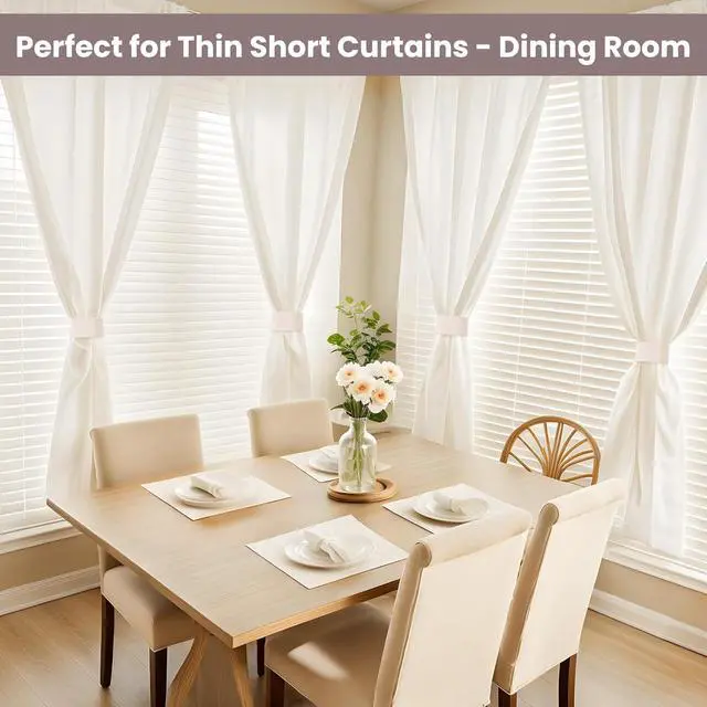 Alt view image 7 of 7 - Magnetic Curtain Tiebacks 2 Pack, Perfect for Thin, Short Drapes, Not for Heavy or Long Fabrics, Holdbacks, Pull Holders, Beige