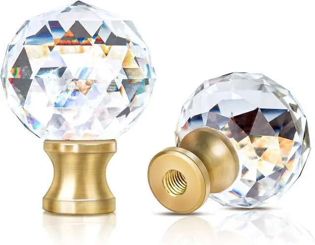 Main image of 2 Pieces Crystal Lamp Finial Decorative Top Accessories Cap Knob