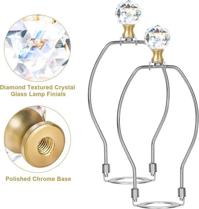 Alt view image 4 of 7 - 2 Pieces Crystal Lamp Finial Decorative Top Accessories Cap Knob