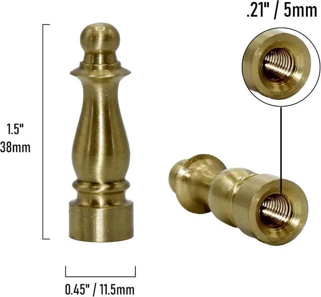 Alt view image 3 of 4 - Creative Hobbies ELY1465 Solid Brass Finial for Lamp Shades 1-1/2 Inch Tall, Pack of 2
