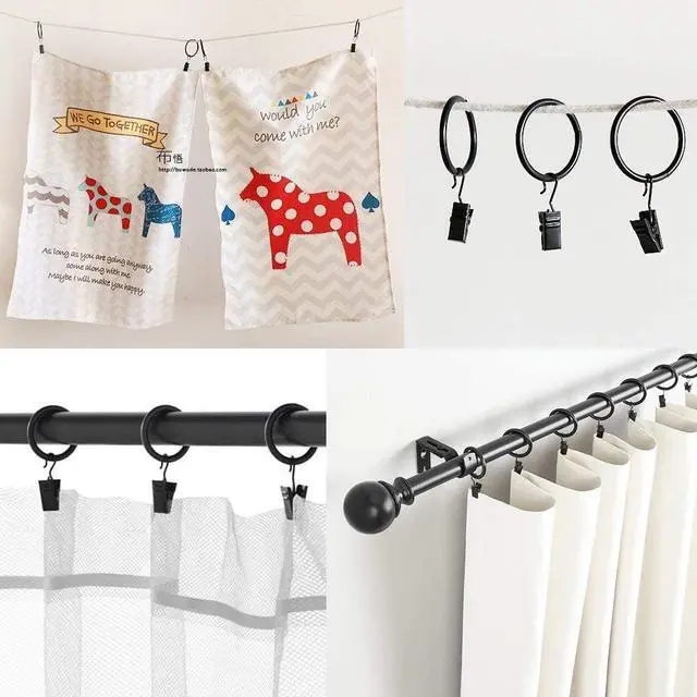 Alt view image 6 of 7 - JANYUN 30 Pack Small Heavy-Duty Hook Clip Set Metal Curtain Hangers Clips for Clip Photo Home Decoration Art Craft Display - Black