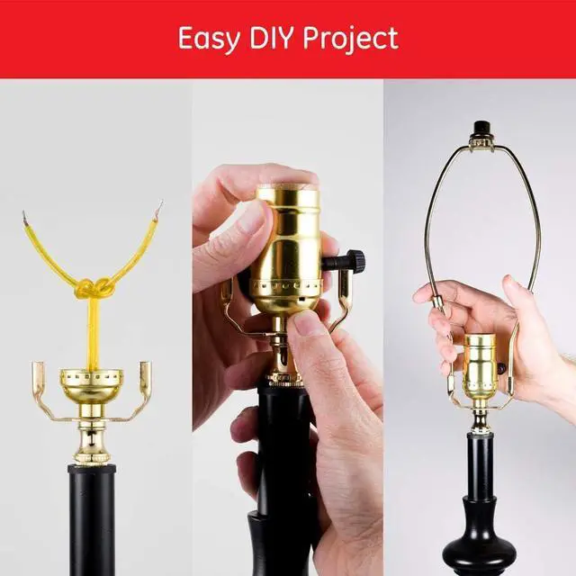 Alt view image 5 of 6 - Lamp Harp Holder, 6 Inch Polished Brass Detachable Harp for Table and Floor Lamps 2Pcs