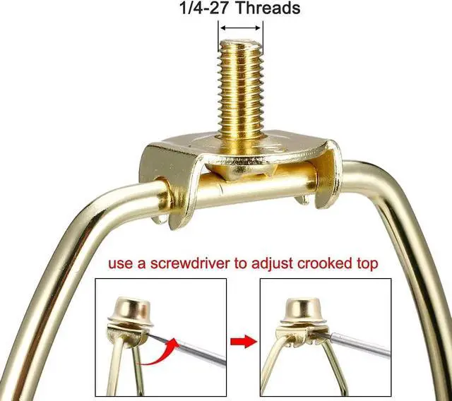 Alt view image 6 of 6 - Lamp Harp Holder, 6 Inch Polished Brass Detachable Harp for Table and Floor Lamps 2Pcs