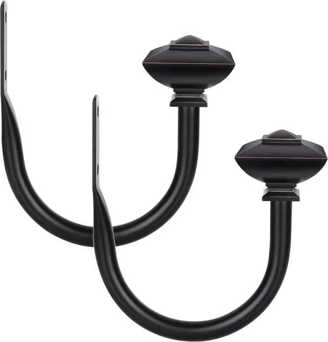 Main image of KAMANINA Curtain Holdbacks 2 Pack Wall Mounted Black Drapery Tiebacks