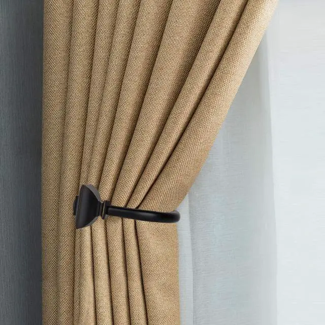 Alt view image 2 of 6 - KAMANINA Curtain Holdbacks 2 Pack Wall Mounted Black Drapery Tiebacks