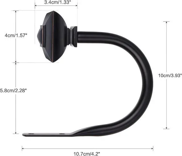 Alt view image 5 of 6 - KAMANINA Curtain Holdbacks 2 Pack Wall Mounted Black Drapery Tiebacks