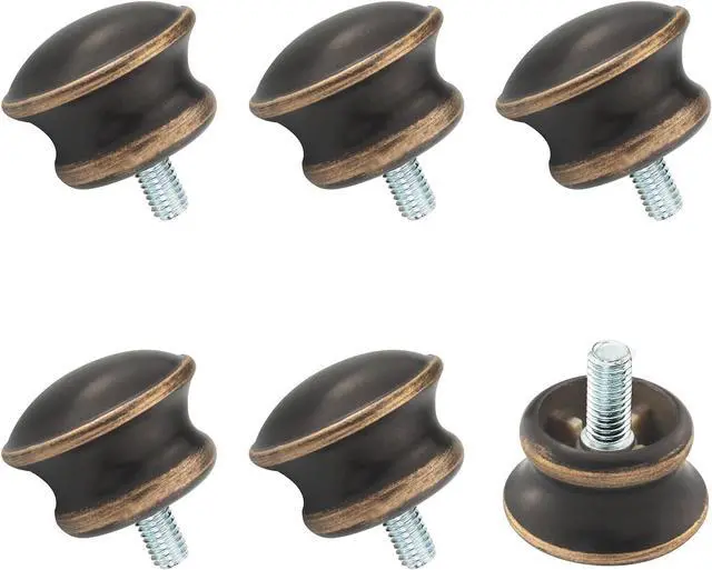 Main image of 6PCS Brown Curtain Rod Decorative Plugs Round Head Curtain Header Fittings 5/8 Inch Diameter M5 Threaded Roman Rod End Caps Mushroom Shape Replacement Mini Header Caps for Living Room Bedrooms